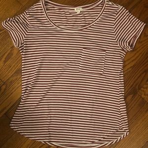 Maroon and white striped t shirt